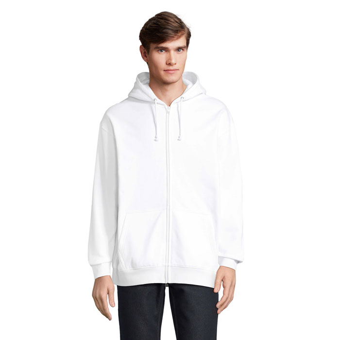 Veste zip à capuche unisexe personnalisable CARTER Blanc 1